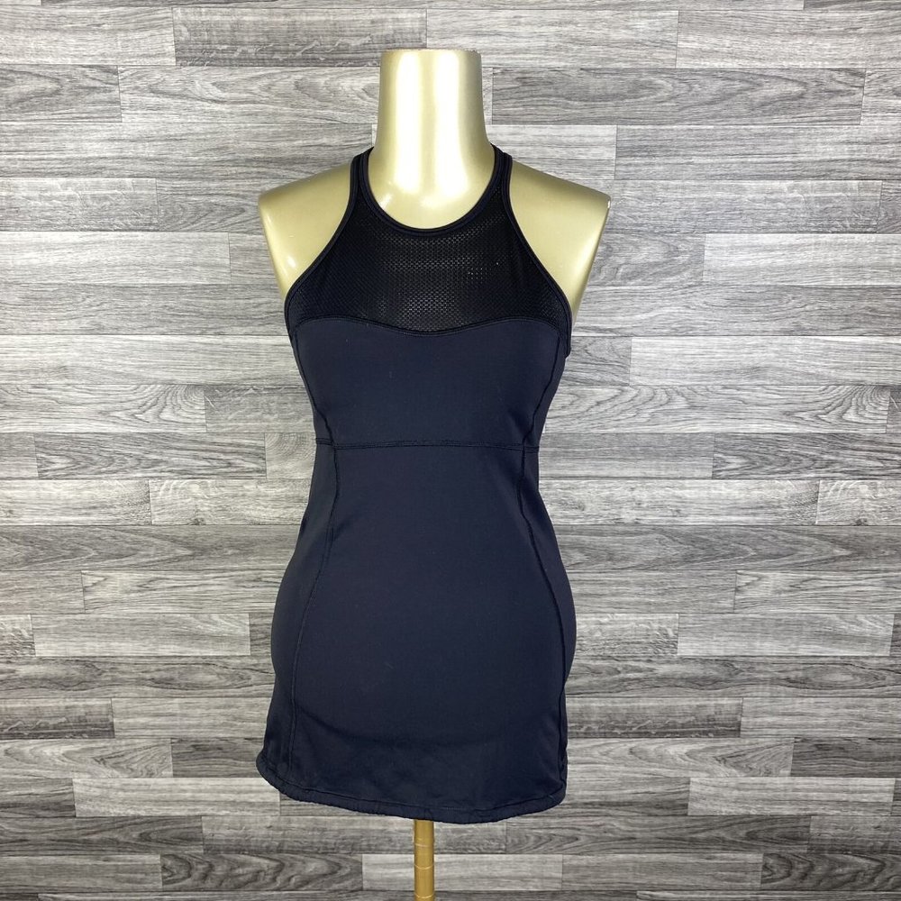 LUCY Halter Neck Racerback Black Mesh Trim Tank Top Women's Size XS